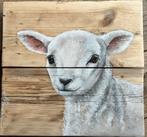 40x40cm Houten paneel schaap lammetje, Huis en Inrichting, Woonaccessoires | Schilderijen, Tekeningen en Foto's, Nieuw, Minder dan 50 cm