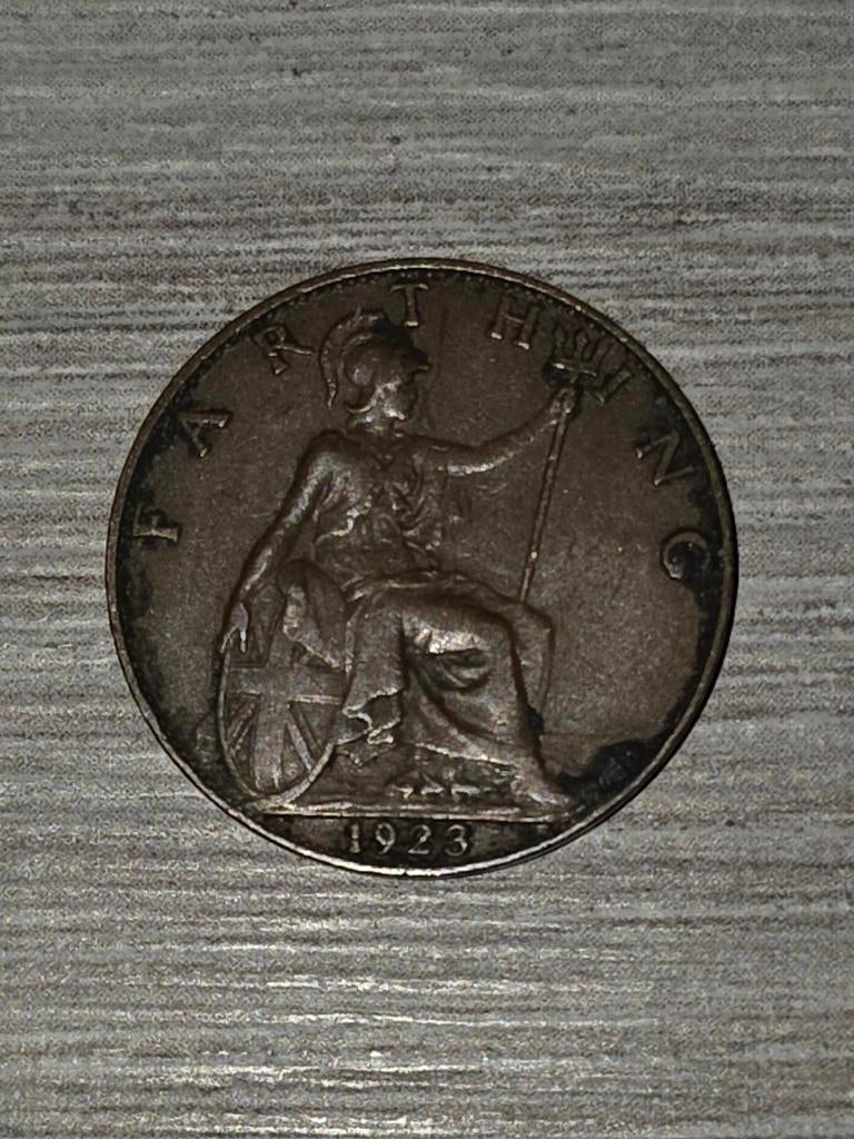 Antieke Britse Farthing 1923 - King George V, Ophalen