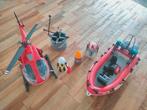 Playmobil brandweer helikopter en boot, Kinderen en Baby's, Gebruikt, Ophalen of Verzenden, Los playmobil
