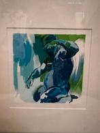 Zeefdruk Lou Thissen 211/250 man gesigneerd groen blauw wit, Antiek en Kunst, Ophalen