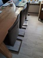 Eetkamerstoelen (6), Huis en Inrichting, Stoelen, Ophalen, Gebruikt, Leer, Grijs
