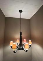 Grote bewerkte kroonluchter lamp Jugendstil Diameter 85 cm, Huis en Inrichting, Lampen | Kroonluchters, Ophalen, Gebruikt, Hout