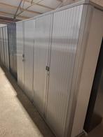 2 metalen Gispen roldeurkasten met 4 legborden, Ophalen, Gebruikt, 100 tot 150 cm, Metalen roldeurkasten