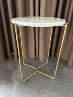 Bijzettafel gouden paten en marmeren plaat, Ophalen of Verzenden, Rond, Minder dan 55 cm, 45 tot 60 cm