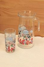 Vintage glazen melkkan en glas, Glas of Glazen, Gebruikt, Ophalen of Verzenden, Glas