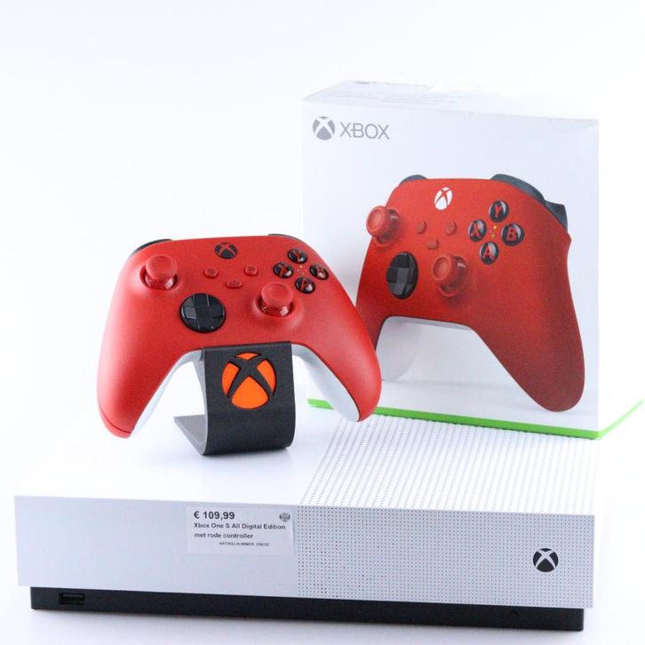 Xbox One S All Digital Edition met rode controller, Spelcomputers en Games, Spelcomputers | Xbox One, Zo goed als nieuw