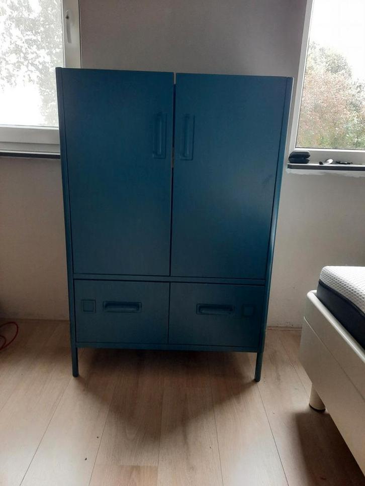 Retro Blauw Kastje, Huis en Inrichting, Kasten | Kledingkasten, Gebruikt, 100 tot 150 cm, Minder dan 50 cm, 25 tot 50 cm, Met lade(s)