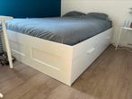 Brimnes bed ikea 140, Gebruikt, Wit, Tweepersoons, 200 cm