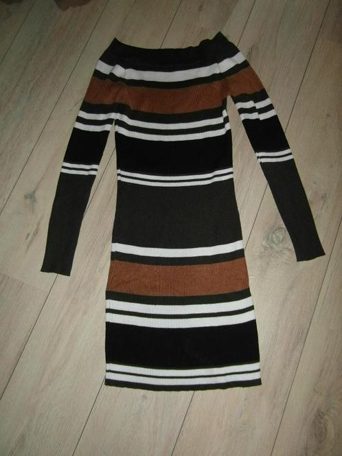 Jolio & Co - Groene gestreepte jurk - S/M, Kleding | Dames, Jurken, Zo goed als nieuw, Maat 36 (S), Groen, Knielengte, Ophalen of Verzenden