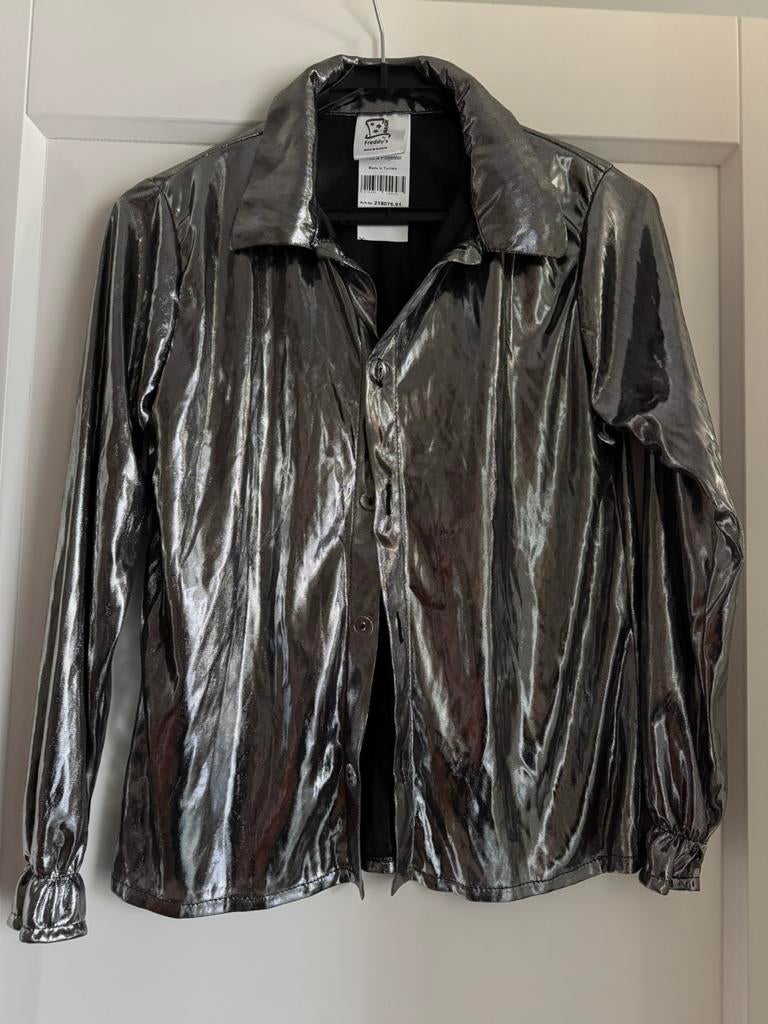 Blouse zilverkleurig maat 152 musical groep 8, Ophalen of Verzenden, Zo goed als nieuw, 146 t/m 152, Jongen of Meisje