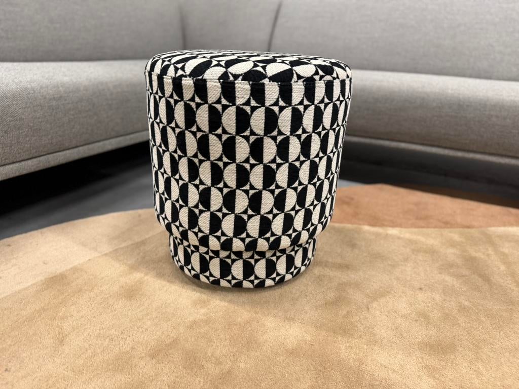 Nieuw Jess Design Tray Poef Zwart wit stof Kruk Hocker