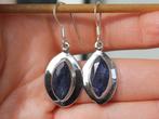 Vanoli 925 zilveren oorbellen met langwerpig ruwe saffier, Daiva1973@hotmail.com, Hangers, Vanoli, Blauw