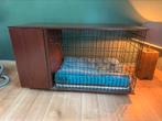 Bench met kast donker hout (excl kussen), Dieren en Toebehoren, Hondenhokken, Ophalen, Zo goed als nieuw, Hondenhok, 65 tot 100 cm
