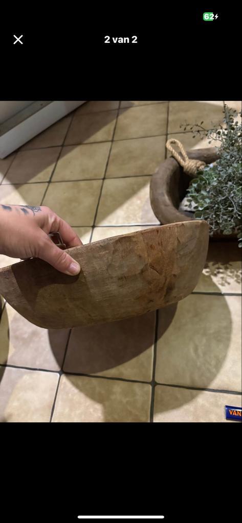 Mooie Houten Landelijke Schaal, Huis en Inrichting, Woonaccessoires | Schalen en Manden, Gebruikt, Schaal, Rond, Hout, Ophalen of Verzenden