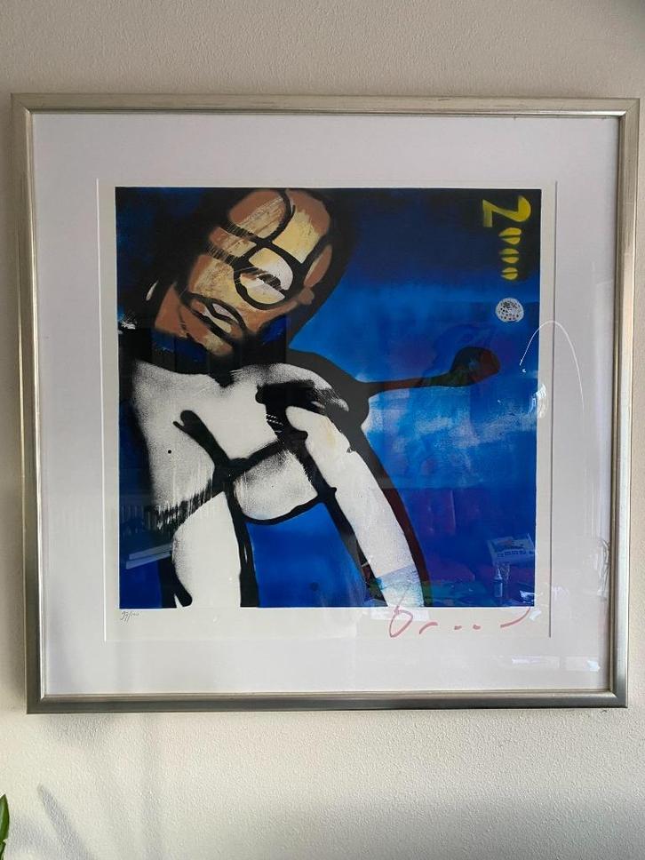 HERMAN BROOD ZEEFDRUK "GOLFER" Zeldzaam 97/100, Antiek en Kunst, Kunst | Litho's en Zeefdrukken, Ophalen of Verzenden