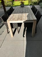 Teak houten tuintafel met 8 stoelen, Tuin en Terras, Ophalen, Gebruikt, Eettafel, 6 zitplaatsen