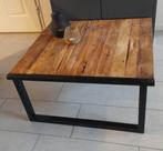 Salontafel mangohout/zwartmetaal  80x80x40 h., Ophalen, Gebruikt, 50 tot 100 cm, Vierkant