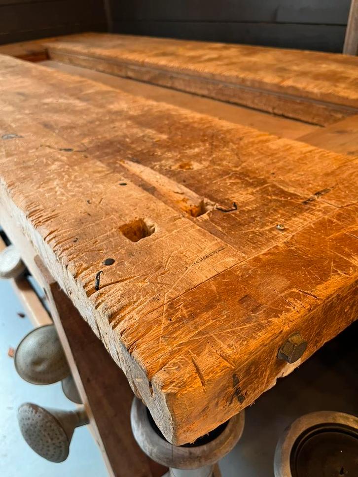 Industriële oude Timmermanswerkbank, Antiek en Kunst, Curiosa en Brocante, Ophalen