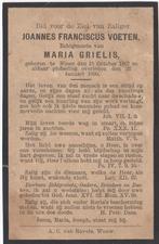 Joannes Franciscus Voeten 1867 Wouw + 1900 Wouw, 32 jaar, Verzamelen, Bidprentjes en Rouwkaarten, Verzenden