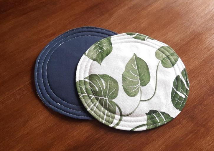 Pannenonderzetters - Ronde vorm 2 st. monstera print/blauw, Huis en Inrichting, Woonaccessoires | Onderzetters, Nieuw, Pot of Pan