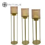 Partij windlichten kaarshouders goud & zwart–diverse hoogtes, Ophalen, Zwart, Nieuw, Kandelaar