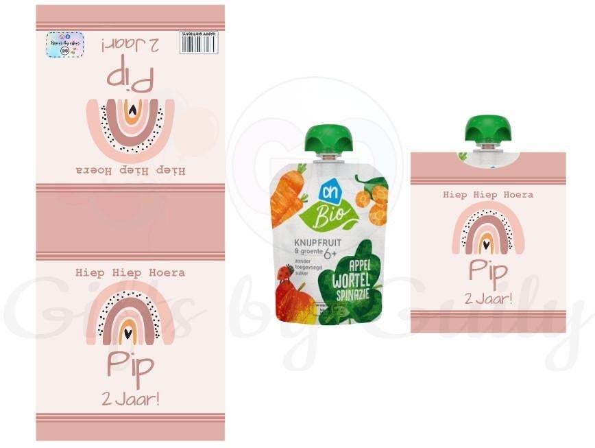Printable traktatie knijpfruit (PDF) thema naar keuze, Ophalen of Verzenden, Nieuw, Feestartikel, Verjaardag