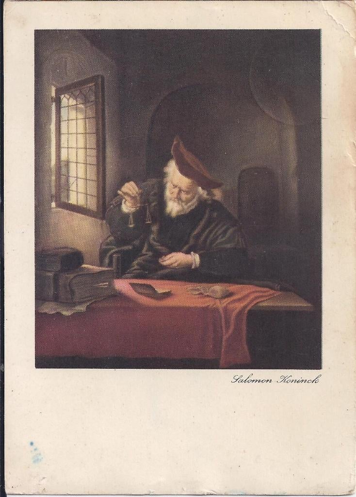 U13 Gelopen oude ansichtkaart salomon koninck de goudweger, Ophalen of Verzenden, 1940 tot 1960, Gelopen