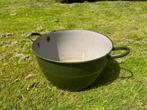 Grote groen geëmailleerde wasteil met gouden strepen – Van o, Tuin en Terras, Ophalen, Gebruikt, Minder dan 30 cm, Minder dan 60 cm