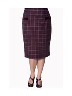 BANNED "Maddy" Pencil Skirt - Checked Bordeaux - Maat 38 / M, Maat 38/40 (M), Dancing Days by BANNED, Nieuw, Ophalen of Verzenden