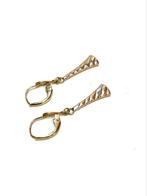 14k geel en witgouden oorbellen, Hangers, -, -, Ophalen of Verzenden
