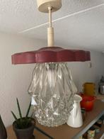 Vintage Pendant Light – Glass Shade with Red Detail, Ophalen, Zo goed als nieuw, Minder dan 50 cm