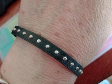 Zwart Leren Studs Armband ( Size: 17/22cm) beschikbaar voor biedingen