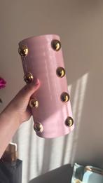 &Klevering roze vaas met goud, Huis en Inrichting, Woonaccessoires | Vazen, Ophalen, Zo goed als nieuw, Overige kleuren, Minder dan 50 cm