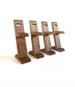 Set van 4 sculpturale barkrukken ‘80, Ophalen of Verzenden, Zo goed als nieuw, Vier, Hout