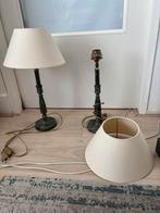 Metalen lampen. Met linnen lampenkappen. 44cm, Huis en Inrichting, Lampen | Tafellampen, Ophalen, Zo goed als nieuw, Minder dan 50 cm