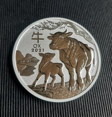 2 oz Zilver LUNAR III  OX  2021. beschikbaar voor biedingen