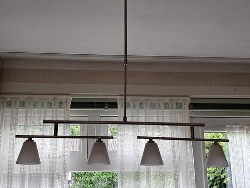 Hanglamp met 4 spots, Huis en Inrichting, Lampen | Hanglampen, Zo goed als nieuw, Glas, Metaal, Ophalen