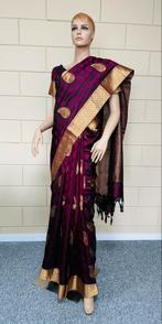 Saree (katan) met blouse. kleur Maroon, Ophalen of Verzenden, Zo goed als nieuw