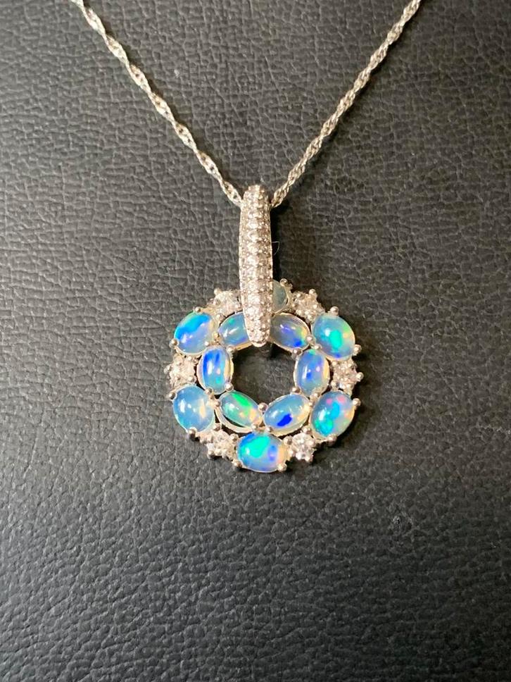 Edelopaal opaal hanger geluk beschermt vreugde welvaart love, Sieraden, Tassen en Uiterlijk, Kettingen, Nieuw, Zilver, Met edelsteen