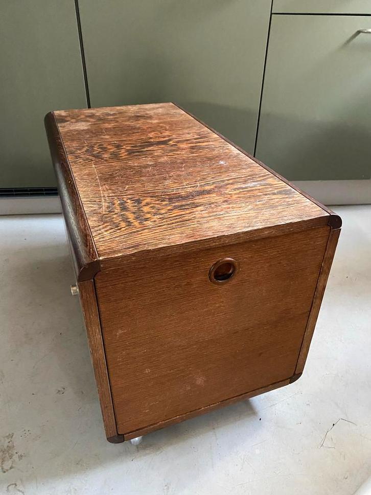 Vintage Houten Archiefkast met Vlammend Hout, Huis en Inrichting, Kasten | Overige, Gebruikt, Ophalen