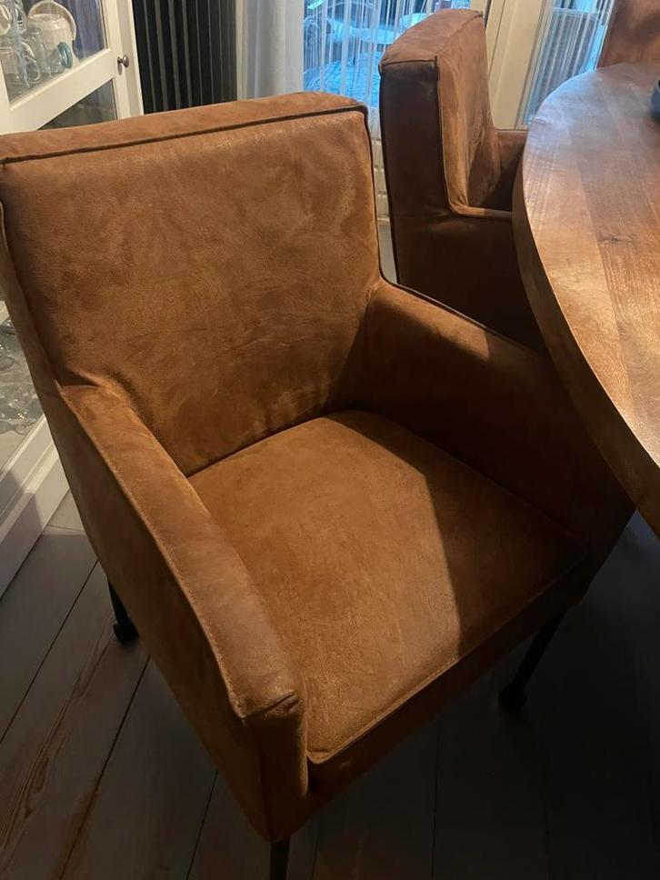 Leren eetfautieuls, Huis en Inrichting, Fauteuils, Zo goed als nieuw, 75 tot 100 cm, Ophalen