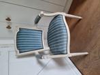Franse stoel blauw gestoffeerd, landelijk#brocante, Ophalen, Zo goed als nieuw, Blauw, Eén