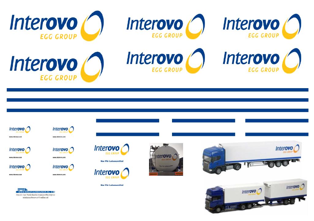 Vrachtauto decal 1:50 Interovo Egg Group, Verzenden, Nieuw, Bus of Vrachtwagen, Overige merken