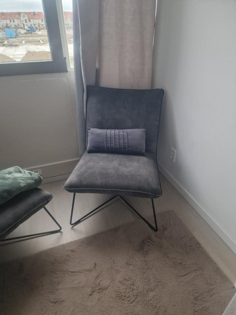 Set van twee donker groen stoelen, Twee, Ophalen of Verzenden, Zo goed als nieuw, Stof