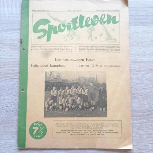 Blad Sportleven 14 april 1936 Feijenoord kampioen, Verzamelen, Sportartikelen en Voetbal, Gebruikt, Boek of Tijdschrift, Feyenoord