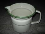 creme/resedagroen emaille melkkoker met bies, Ophalen of Verzenden