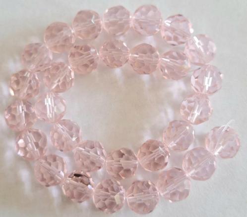Streng geslepen facet kristal glas kralen roze 12 mm, Hobby en Vrije tijd, Kralen en Sieraden maken, Nieuw, Kraal, Verzenden