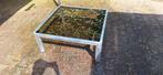 Aluminium glas salontafel vintage, 50 tot 100 cm, Minder dan 50 cm, Glas, Gebruikt