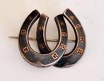 Antieke 19e eeuwse  Niello zilveren broche hoefijzer, Verzenden, Zilver, Broche