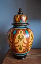 Zeldzaam grote Gouda plateel dekselvaas, Antiek en Kunst, Ophalen of Verzenden